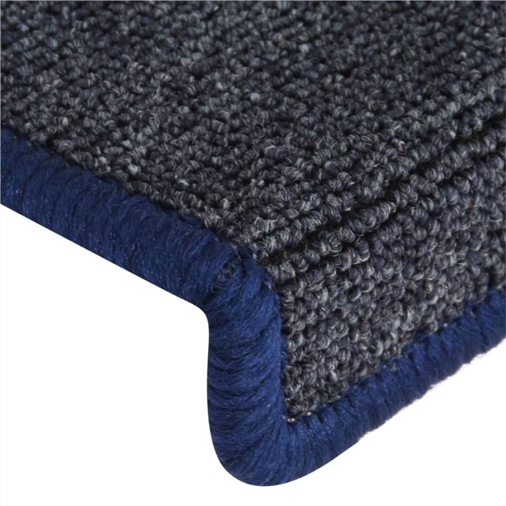 Carpet Stair Treads 15 pcs 65x25 cm Grey and Blue