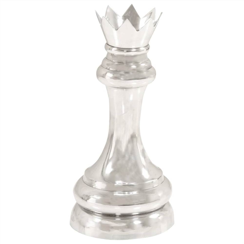 Chess Queen Sculpture Solid Aluminium 58 cm Silver