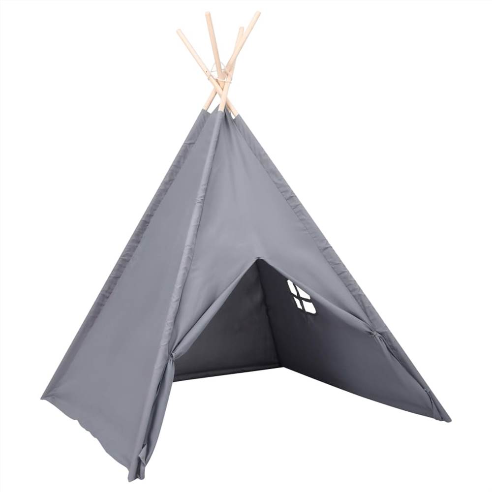 Children Teepee Tent with Bag Peach Skin Grey 120x120x150 cm