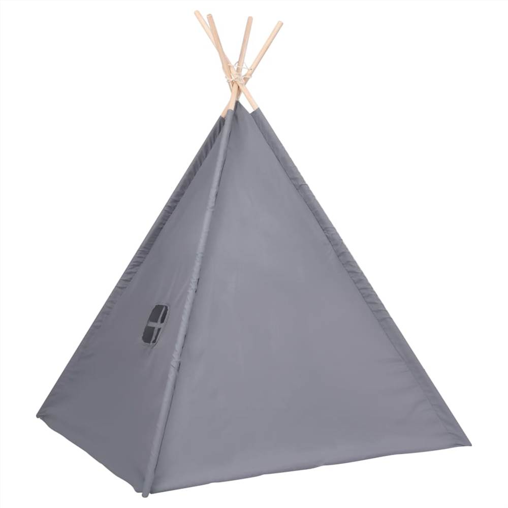 Children Teepee Tent with Bag Peach Skin Grey 120x120x150 cm