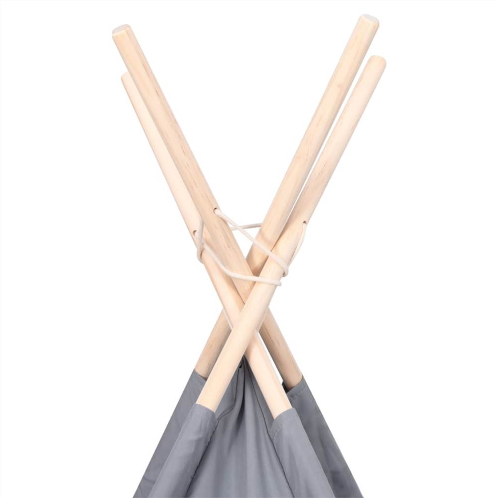 Children Teepee Tent with Bag Peach Skin Grey 120x120x150 cm