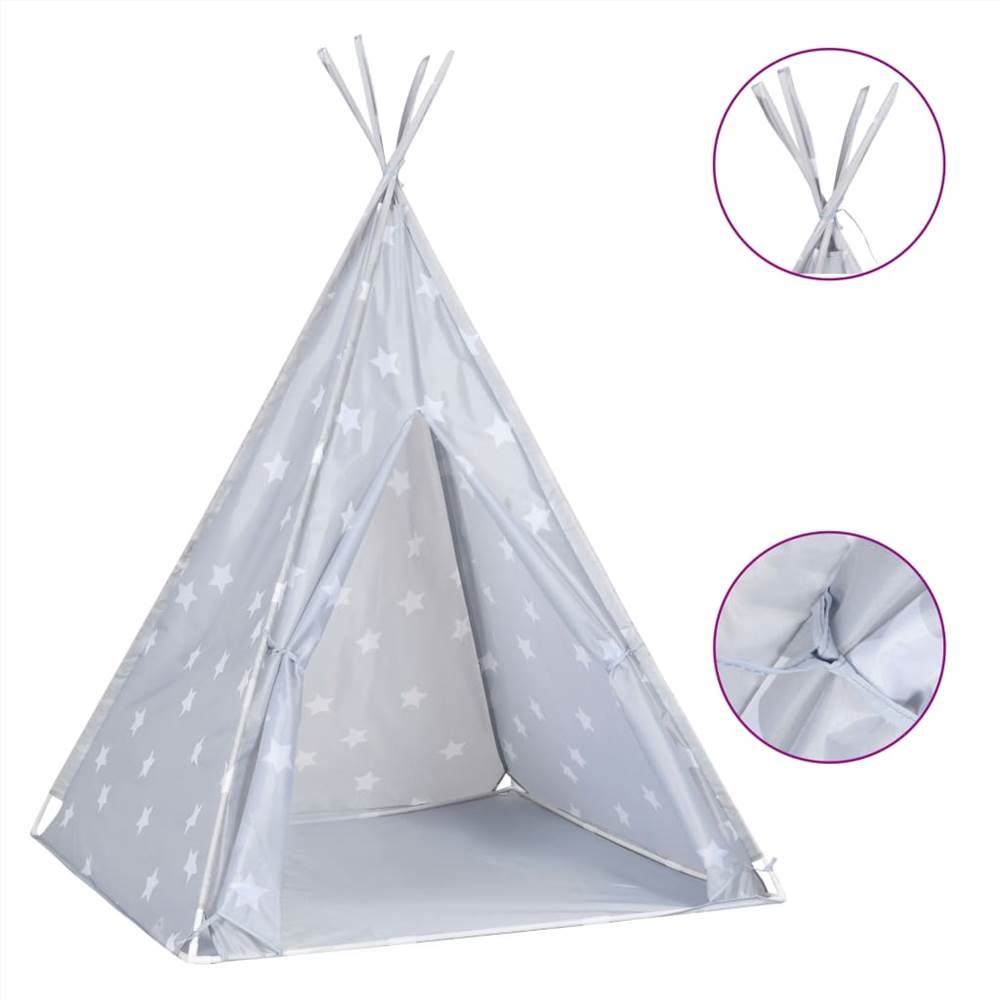 Children Teepee Tent with Bag Polyester Grey 115x115x160 cm