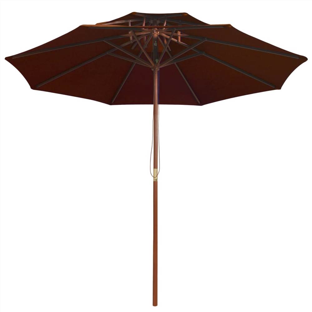 Double Decker Parasol with Wooden Pole Terracotta 270 cm