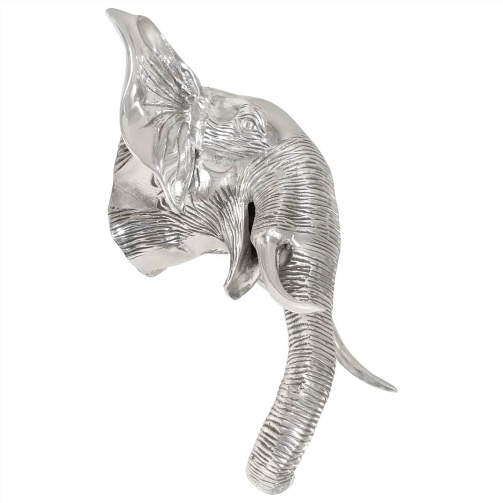 Elephant Head Sculpture Solid Aluminium 38x19x36 cm Silver