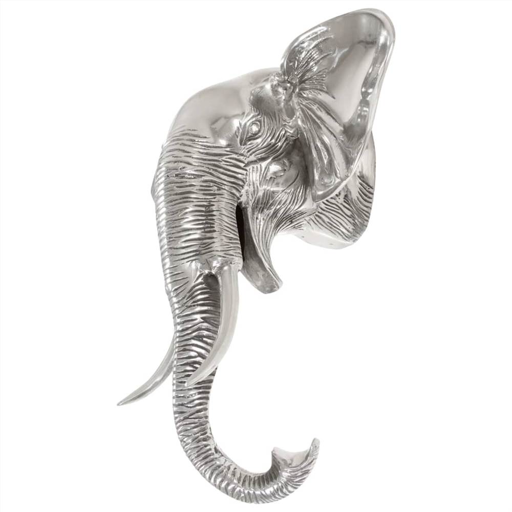 Elephant Head Sculpture Solid Aluminium 38x19x36 cm Silver
