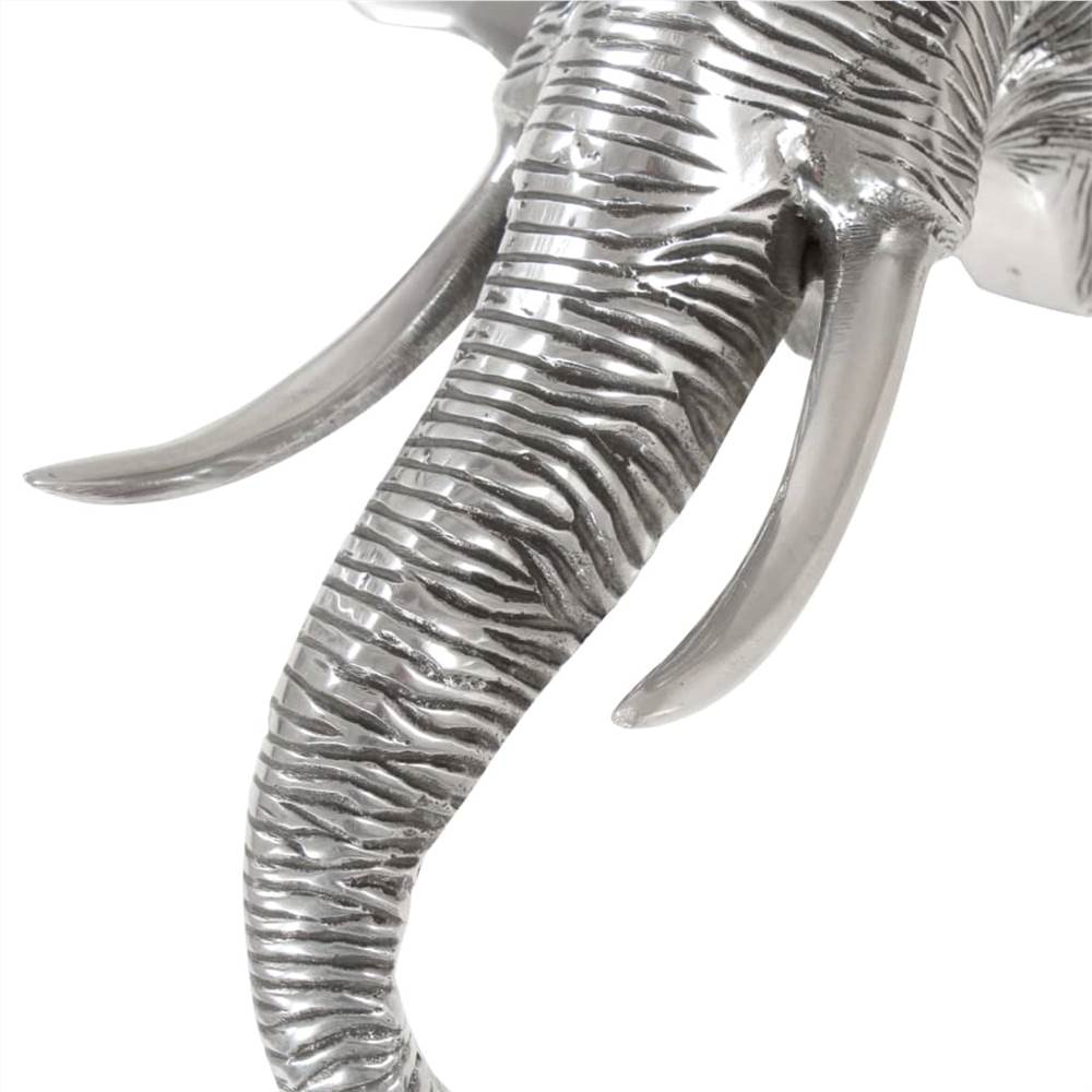 Elephant Head Sculpture Solid Aluminium 38x19x36 cm Silver