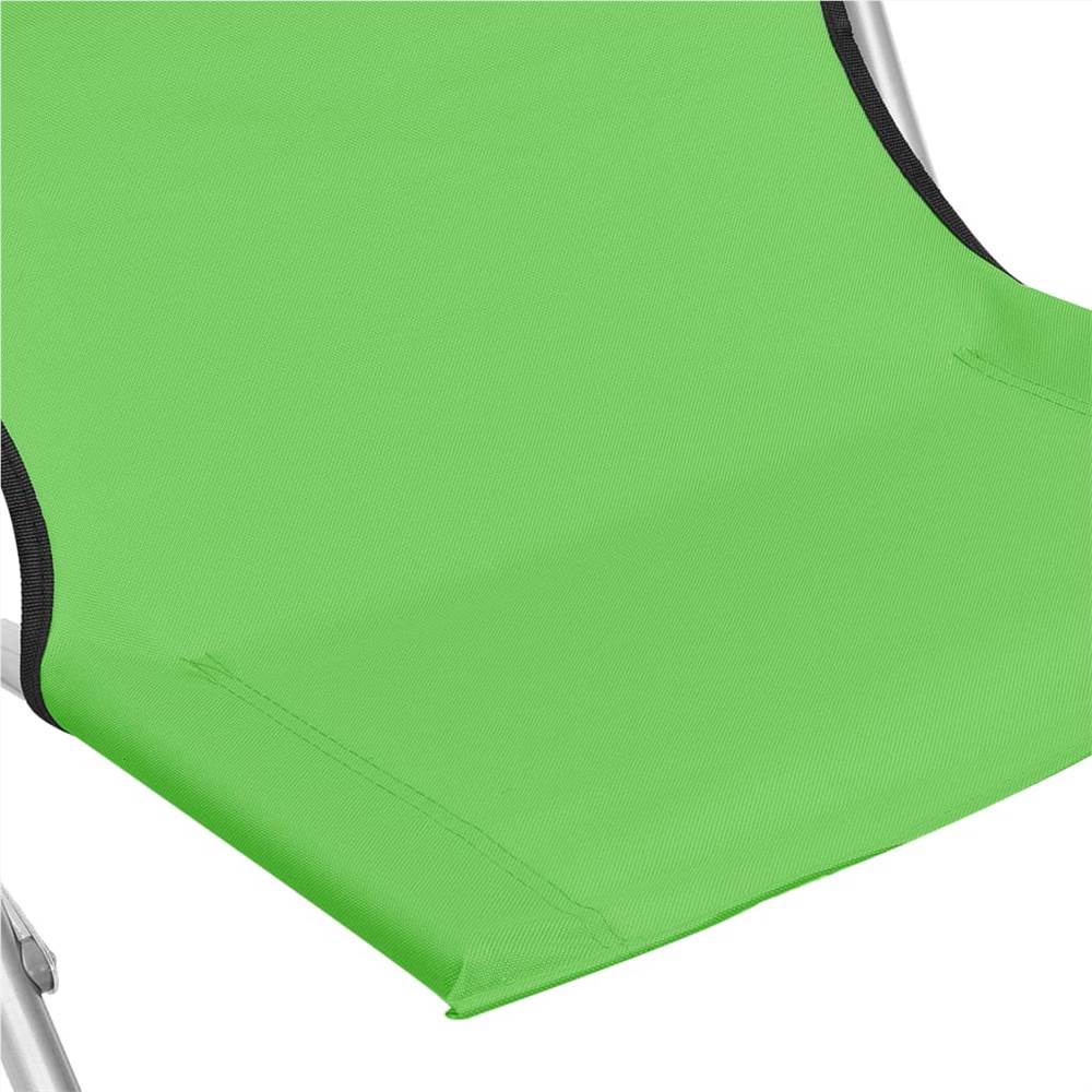 Folding Beach Chairs 2 pcs Green Fabric