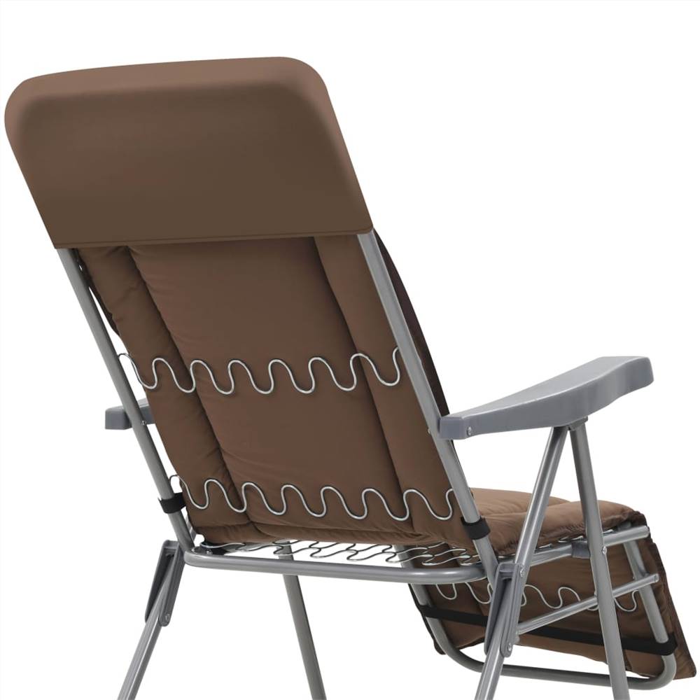 Folding Garden Chairs with Cushions 2 pcs Brown