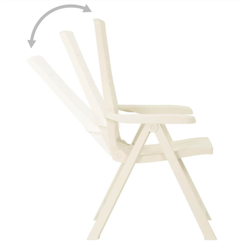 Garden Reclining Chairs 2 pcs Plastic White
