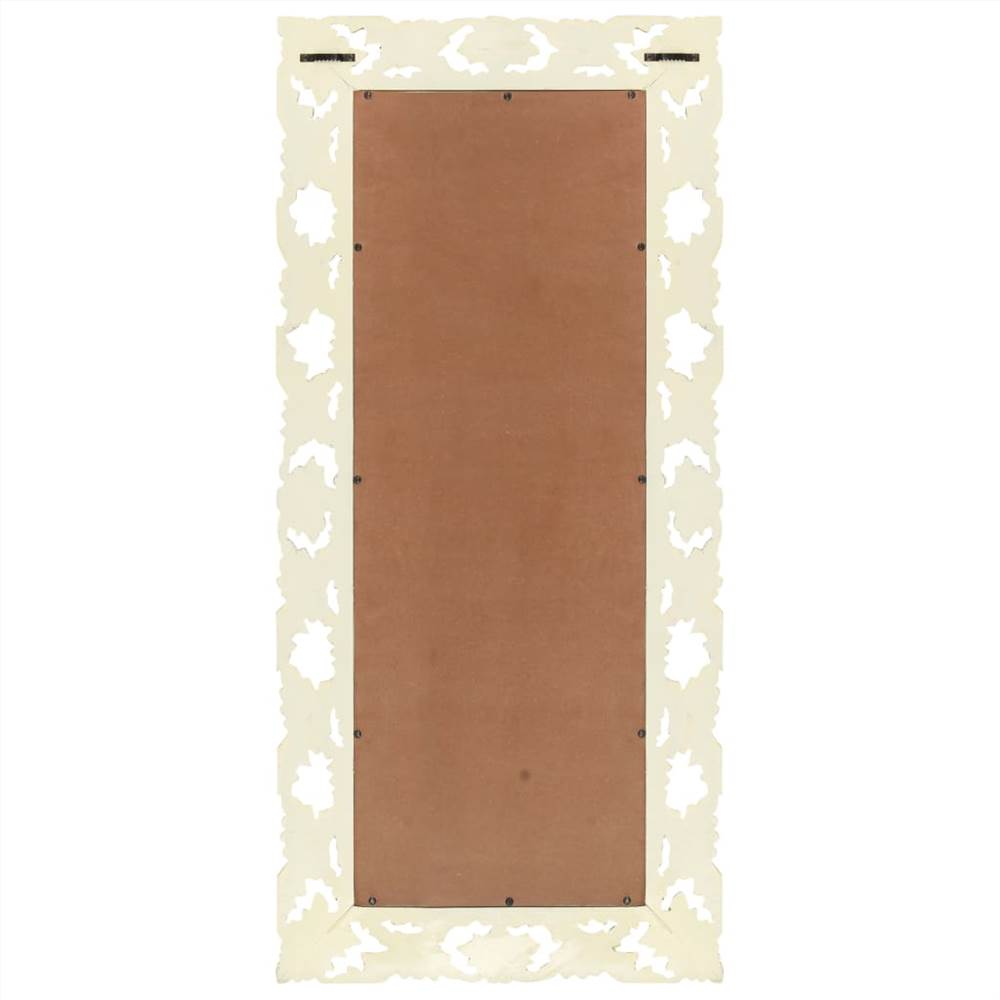 Hand Carved Mirror White 110x50 cm Solid Mango Wood