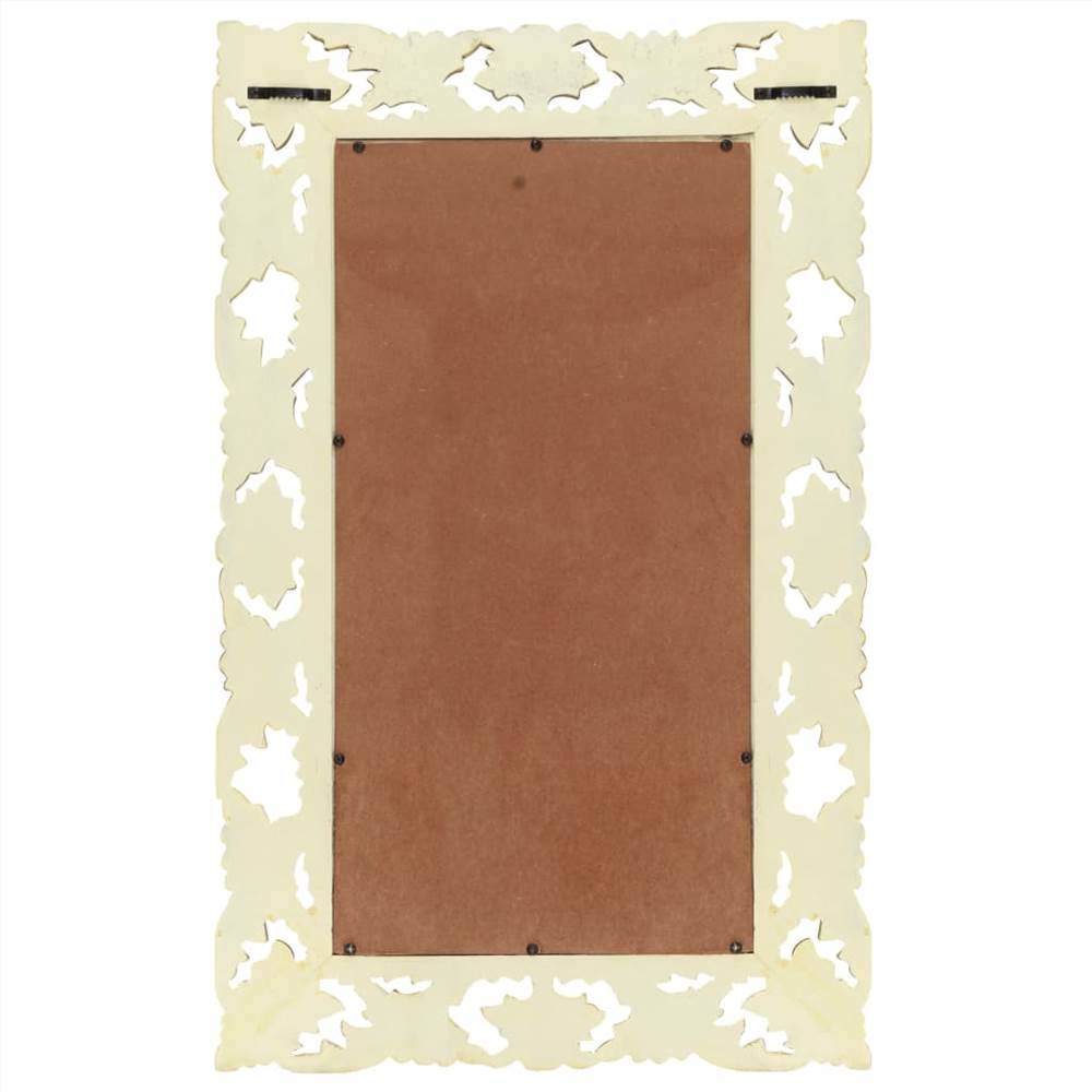 Hand Carved Mirror White 80x50 cm Solid Mango Wood