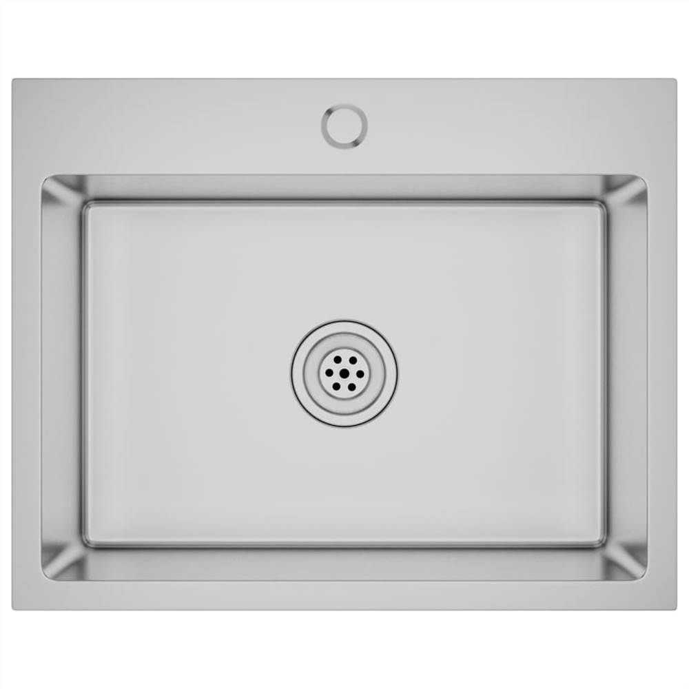 Handmade Kitchen Sink with Faucet Hole Stainless Steel