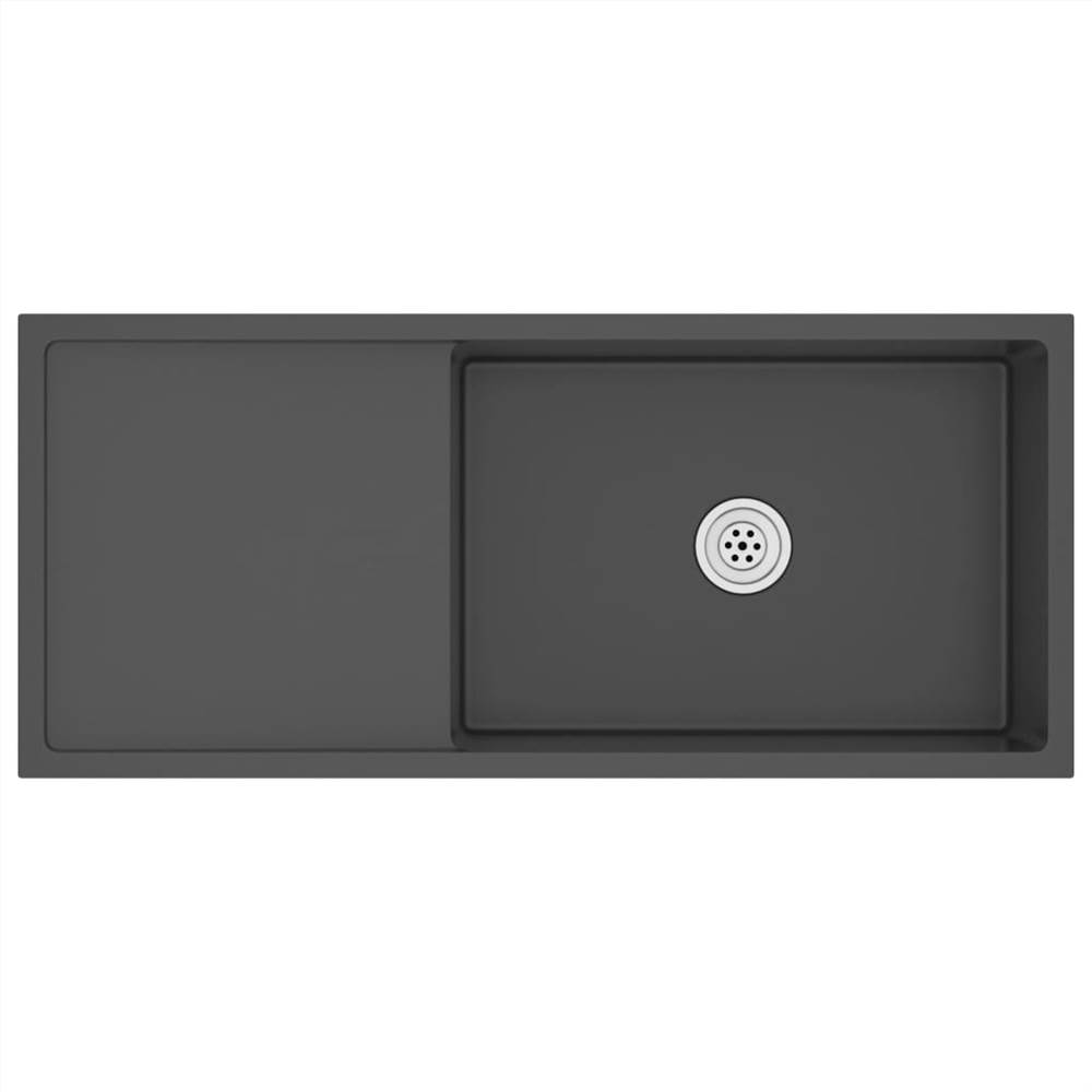 Handmade Kitchen Sink with Strainer Black Stainless Steel
