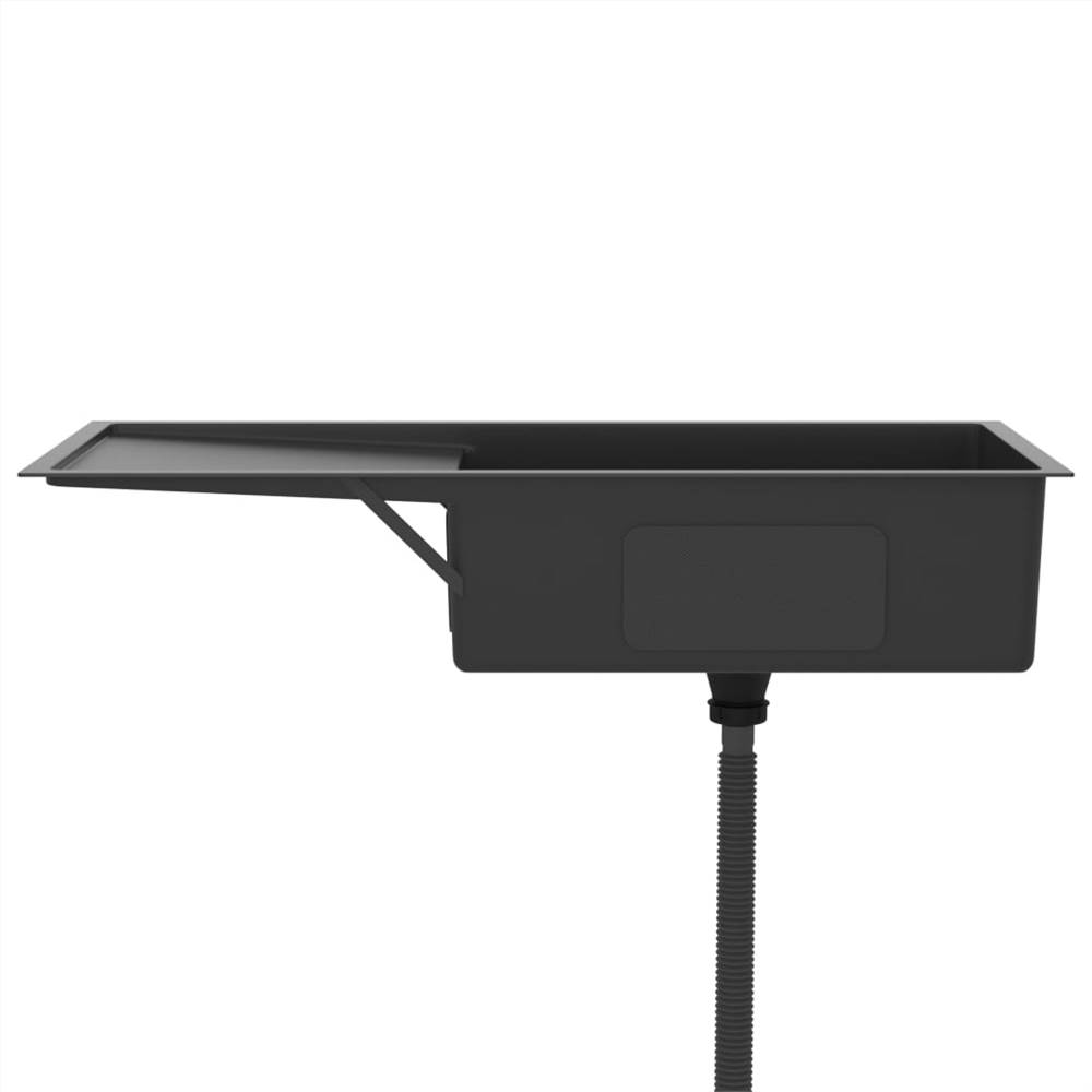 Handmade Kitchen Sink with Strainer Black Stainless Steel
