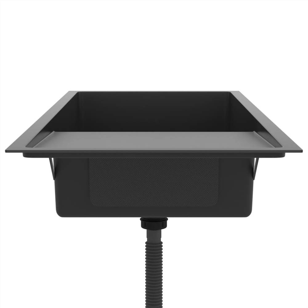 Handmade Kitchen Sink with Strainer Black Stainless Steel