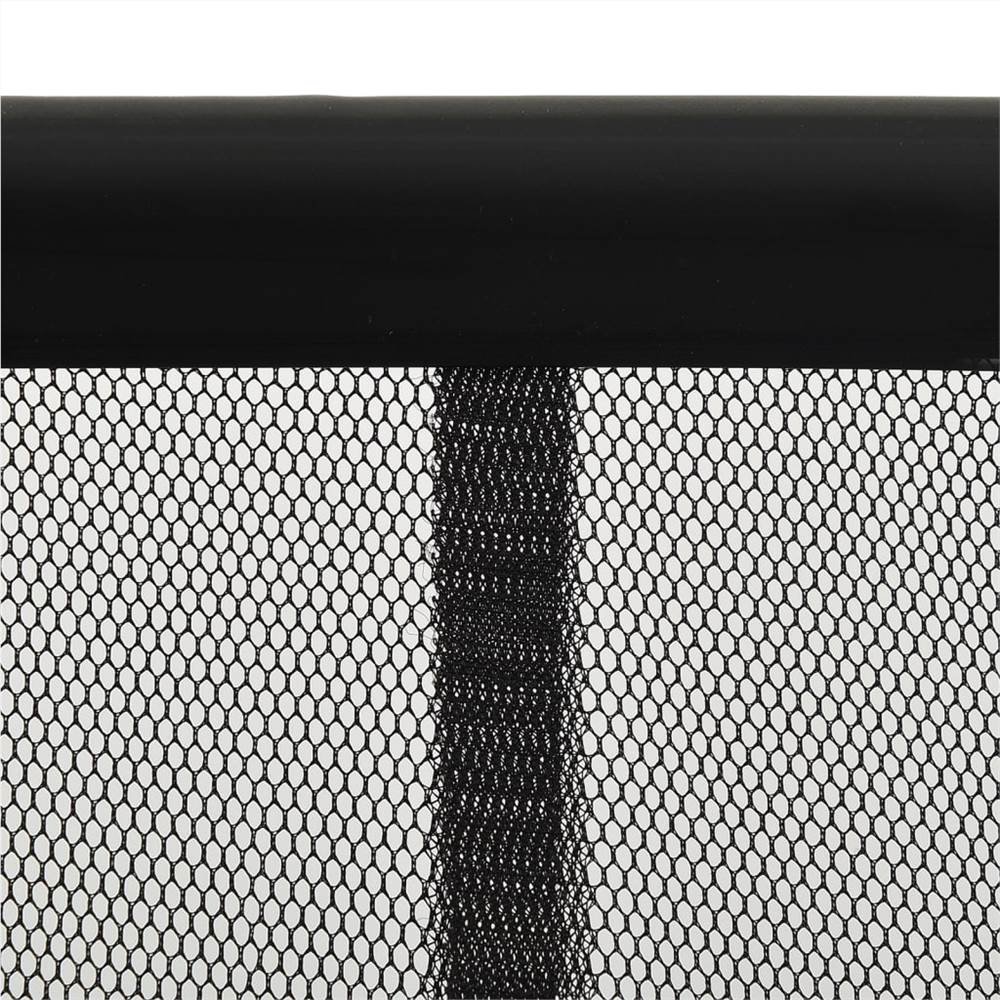 Insect Door Screen with 4-Piece Mesh Curtain Black 120x240 cm