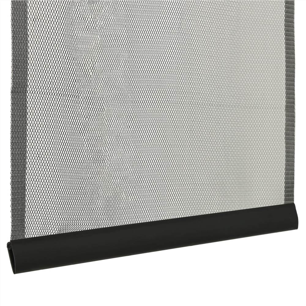 Insect Door Screen with 4-Piece Mesh Curtain Black 120x240 cm