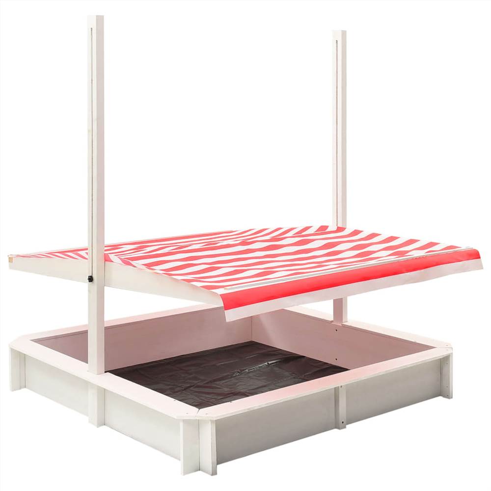 Sandbox with Adjustable Roof Fir Wood White and Red UV50