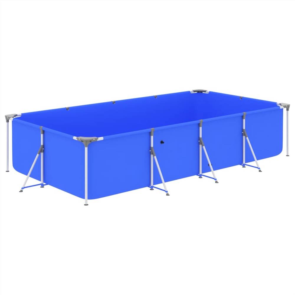 Swimming Pool with Steel Frame 394x207x80 cm Blue
