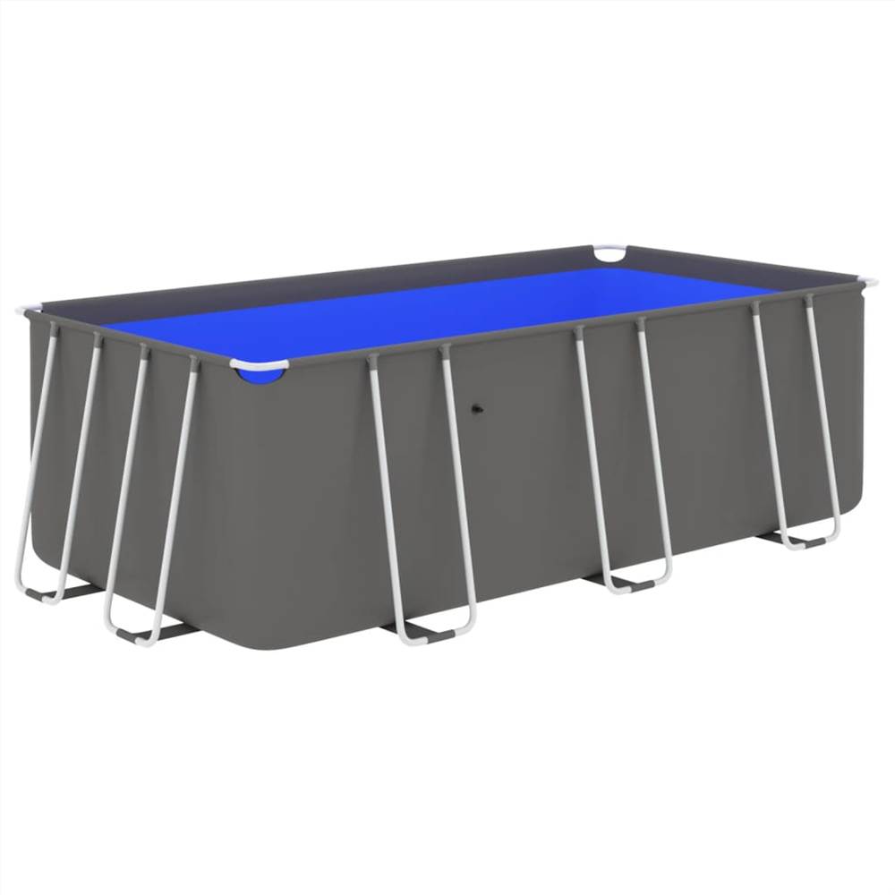 Swimming Pool with Steel Frame 400x207x122 cm Anthracite