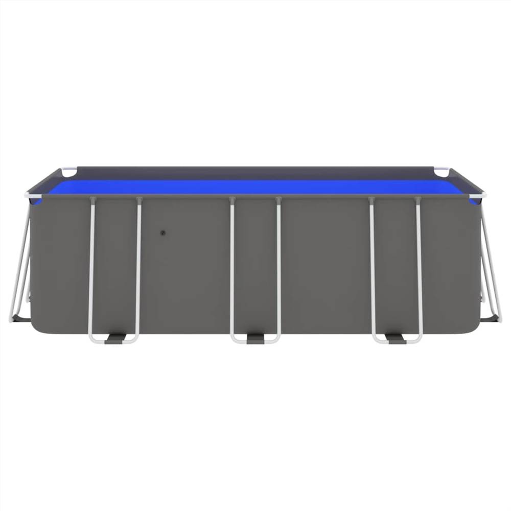 Swimming Pool with Steel Frame 400x207x122 cm Anthracite