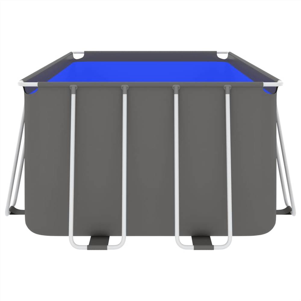 Swimming Pool with Steel Frame 400x207x122 cm Anthracite