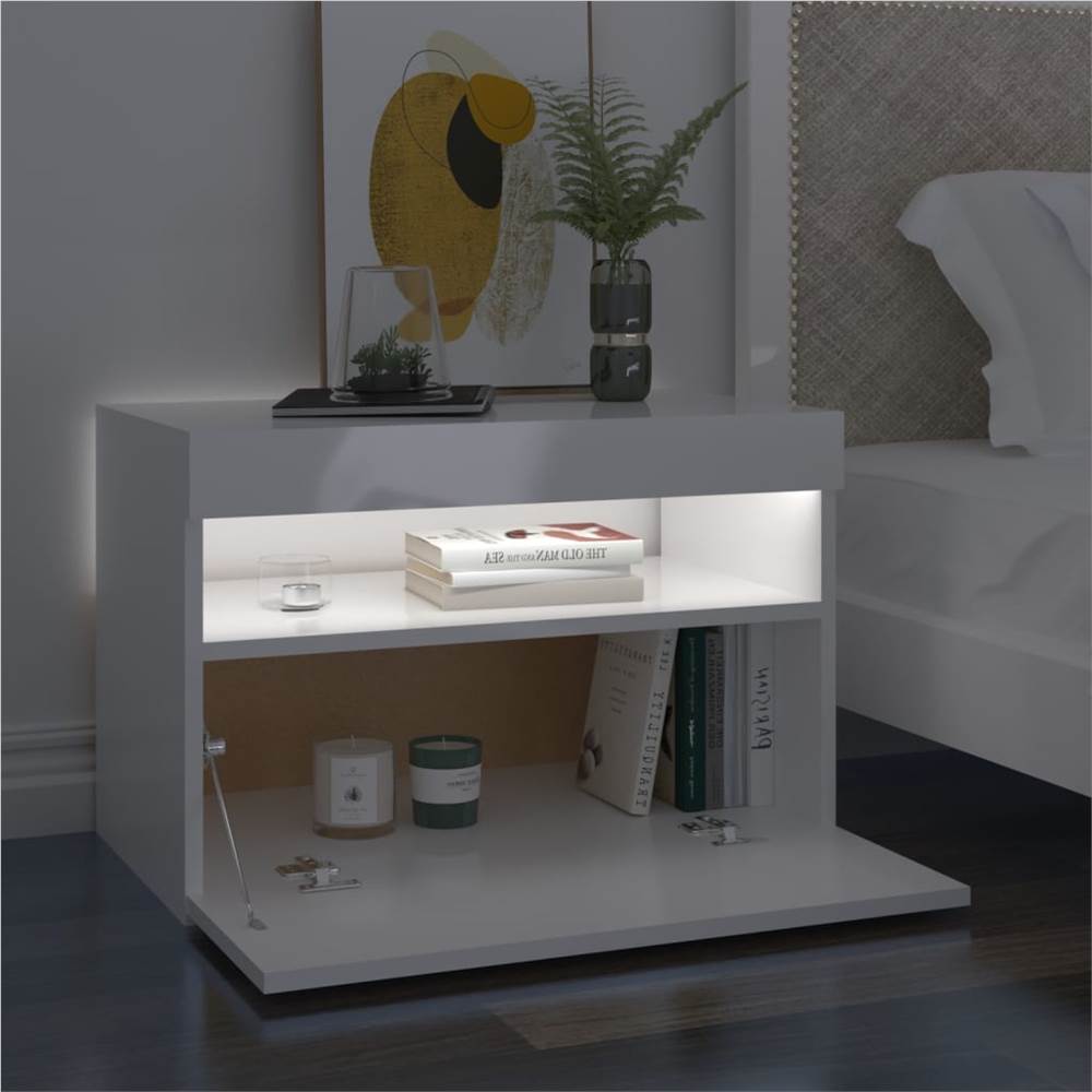 TV Cabinet with LED Lights High Gloss White 60x35x40 cm