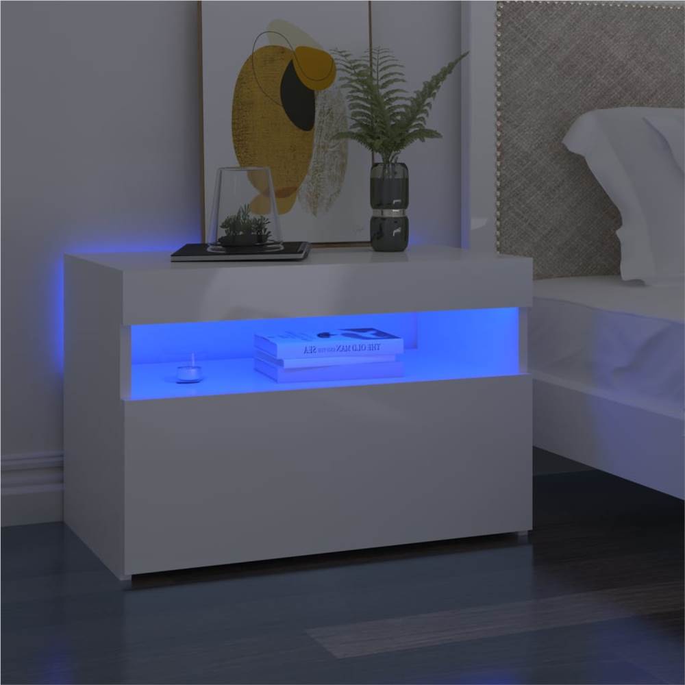 TV Cabinet with LED Lights High Gloss White 60x35x40 cm