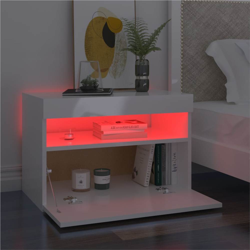 TV Cabinet with LED Lights High Gloss White 60x35x40 cm