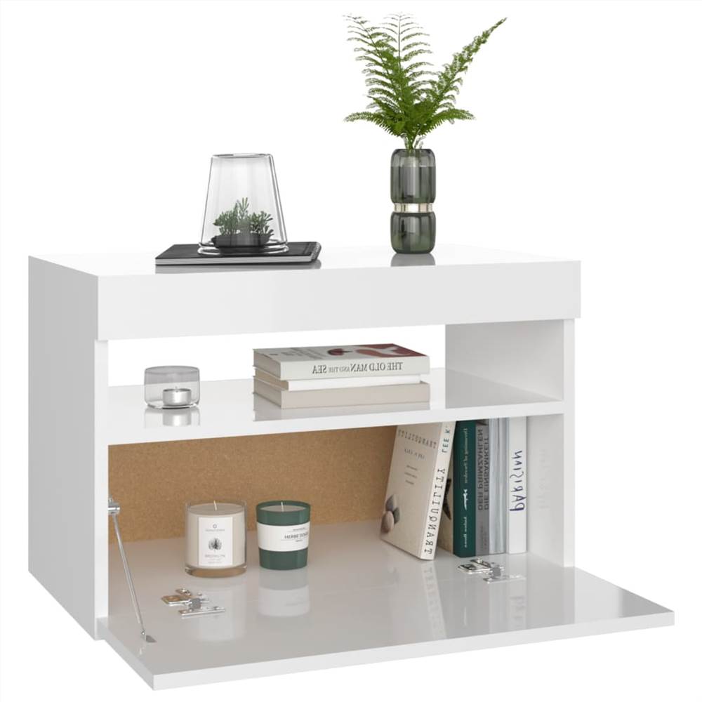 TV Cabinet with LED Lights High Gloss White 60x35x40 cm