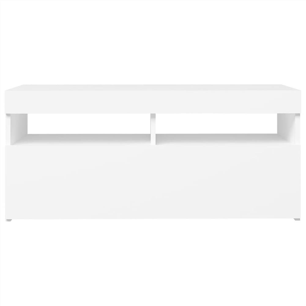 TV Cabinet with LED Lights White 90x35x40 cm