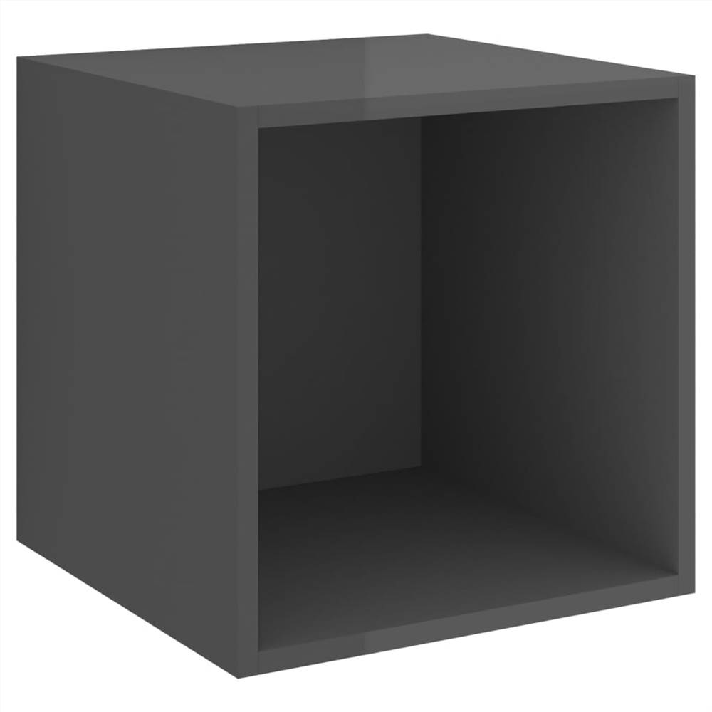 Wall Cabinet High Gloss Grey 37x37x37 cm Chipboard