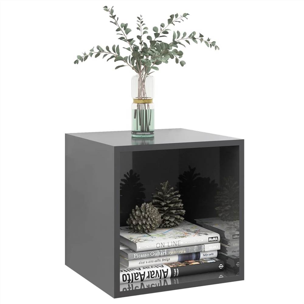 Wall Cabinet High Gloss Grey 37x37x37 cm Chipboard