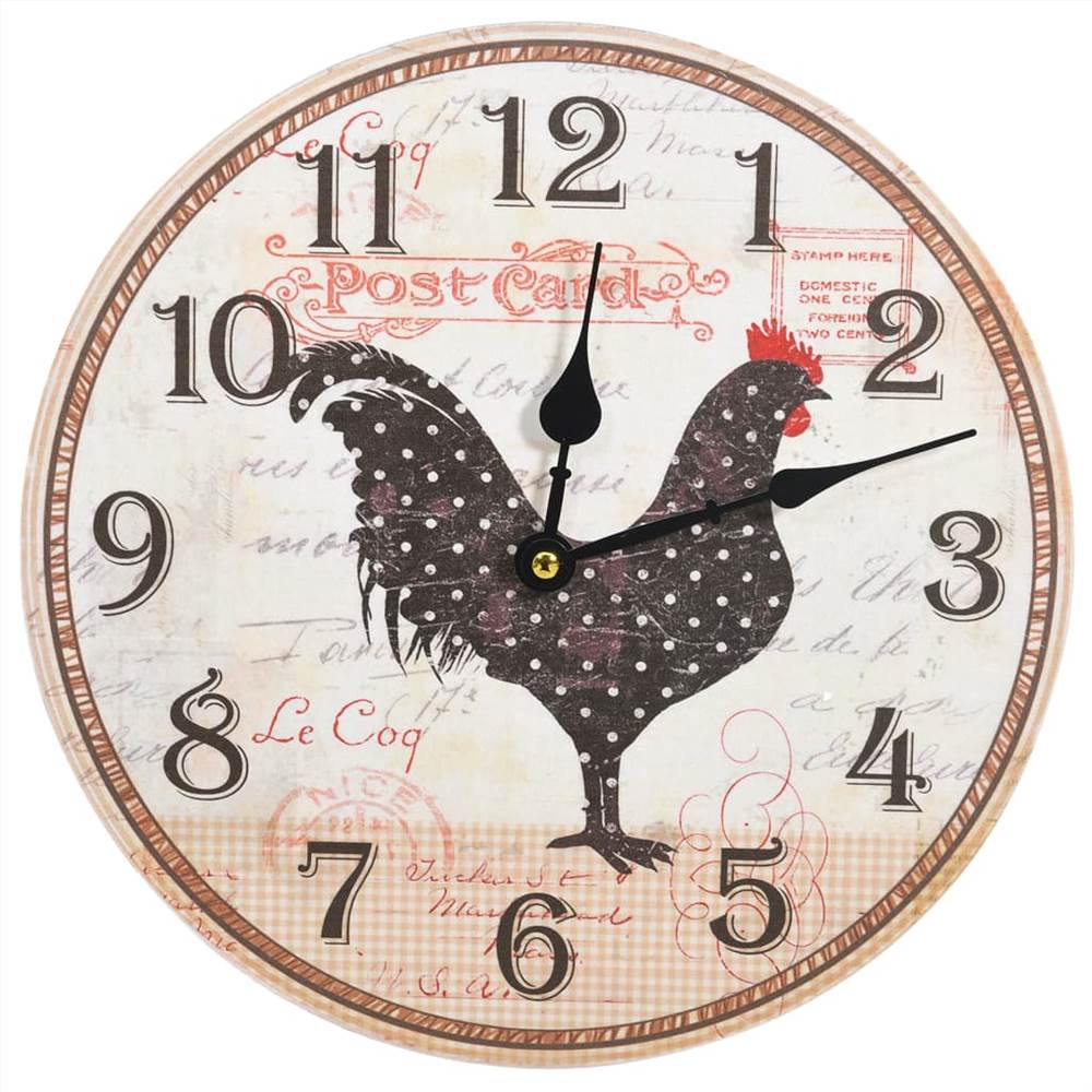 Wall Clock with Chicken Design Multicolour 30 cm MDF
