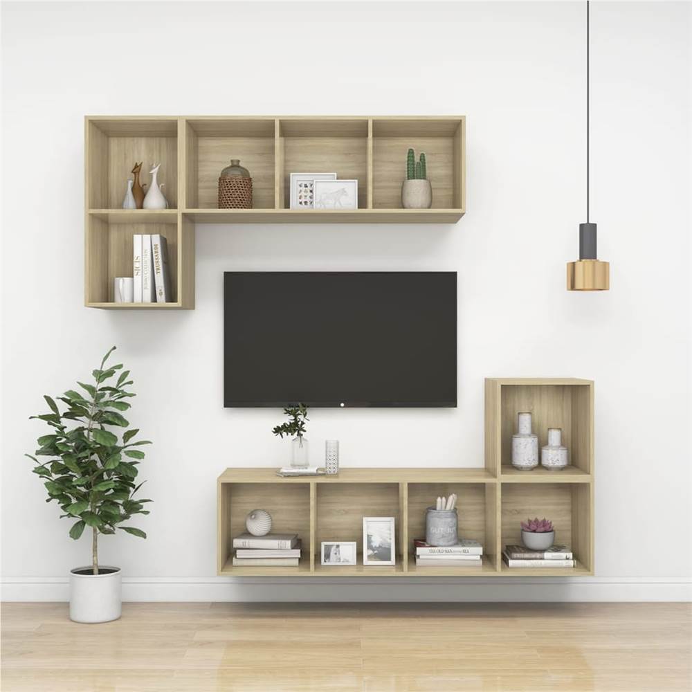 Wall-mounted TV Cabinet Sonoma Oak 37x37x142.5 cm Chipboard