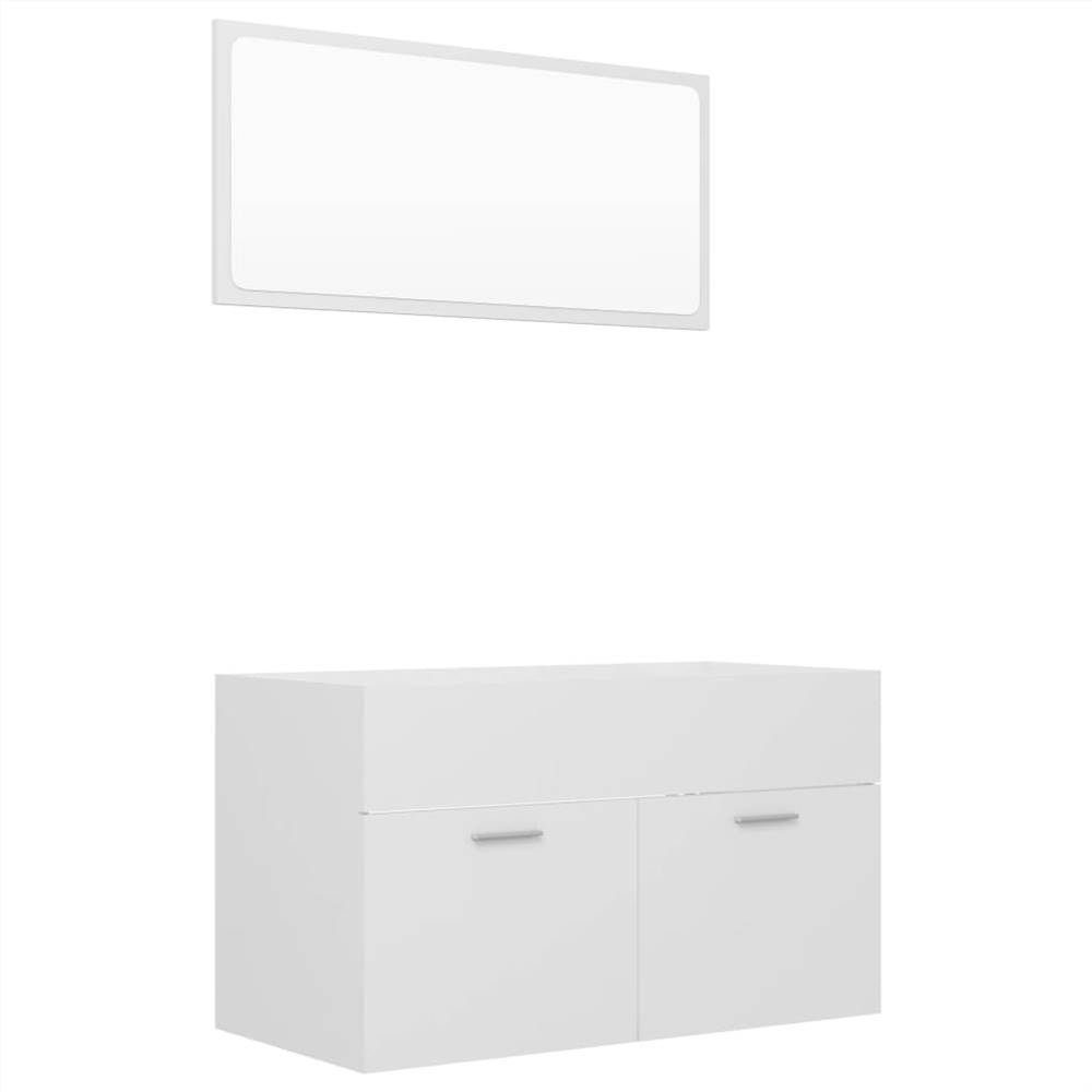 2 Piece Bathroom Furniture Set White Chipboard