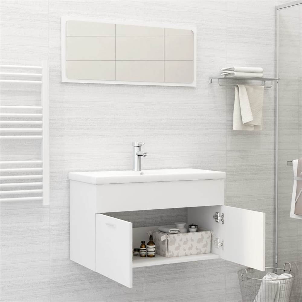 2 Piece Bathroom Furniture Set White Chipboard