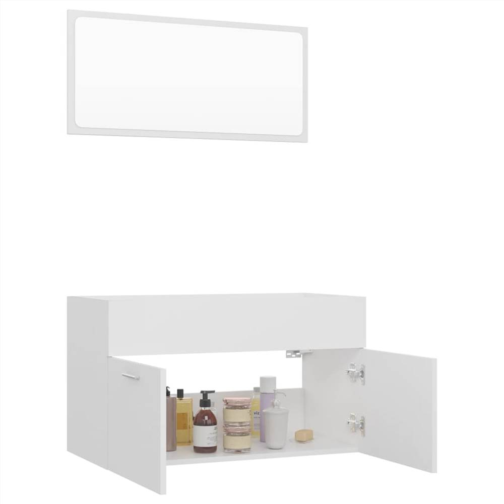 2 Piece Bathroom Furniture Set White Chipboard
