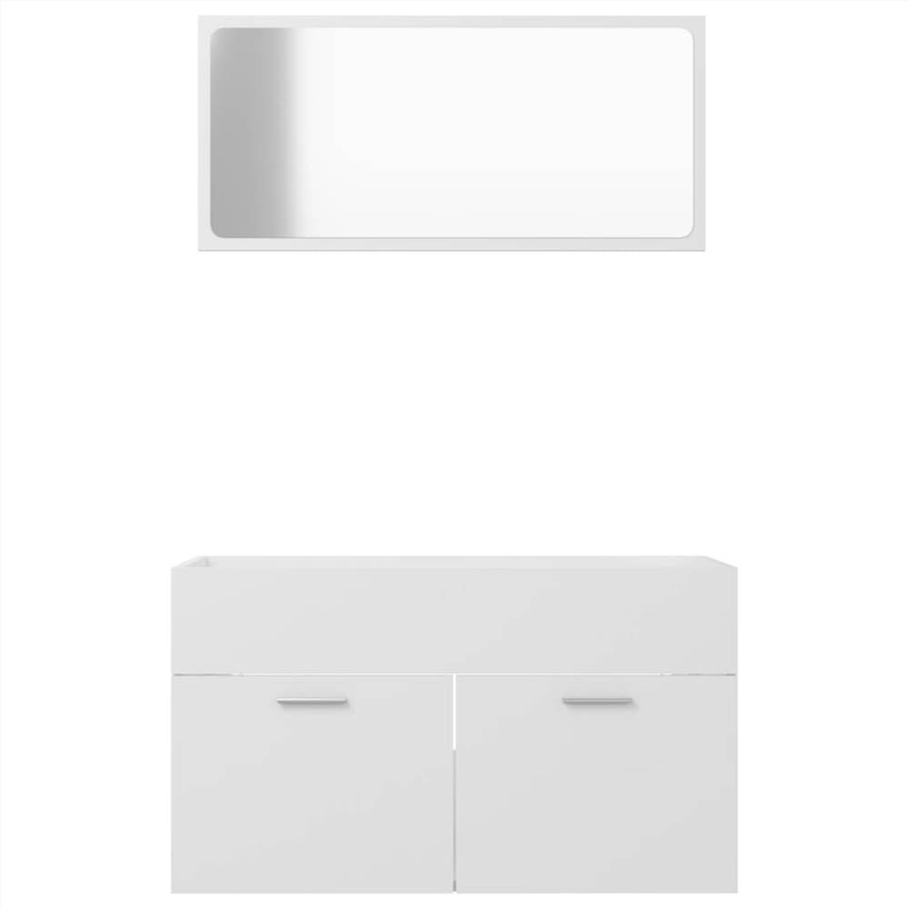 2 Piece Bathroom Furniture Set White Chipboard