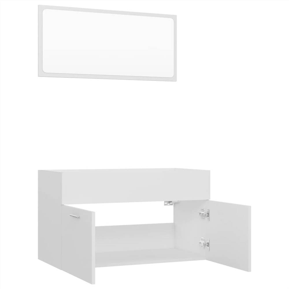 2 Piece Bathroom Furniture Set White Chipboard