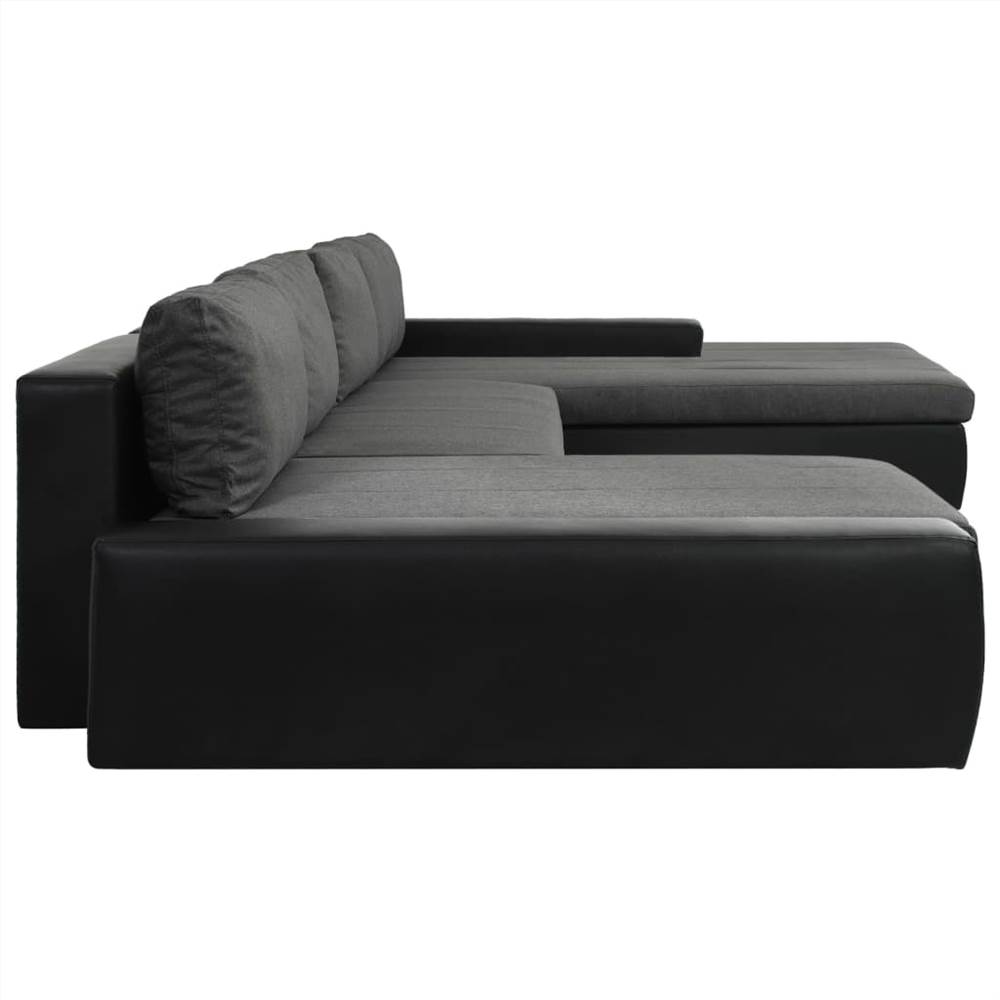 245575 Modular Sofa Bed Faux Leather Black and Dark Grey