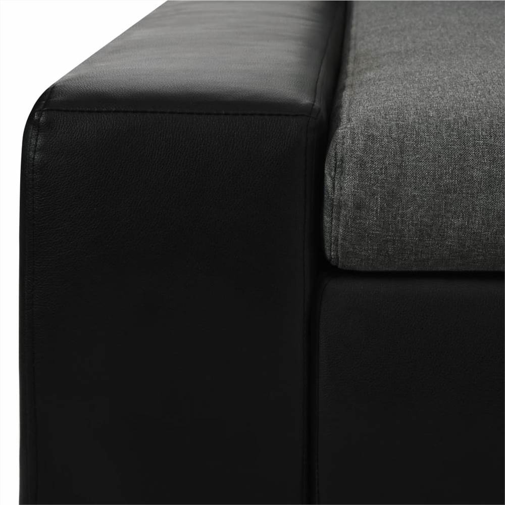 245575 Modular Sofa Bed Faux Leather Black and Dark Grey