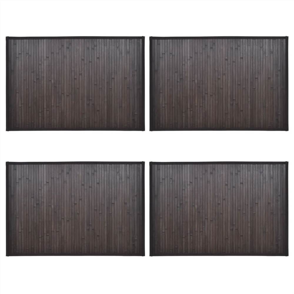 Bamboo Bath Mats 4 pcs 60x90 cm Dark Brown