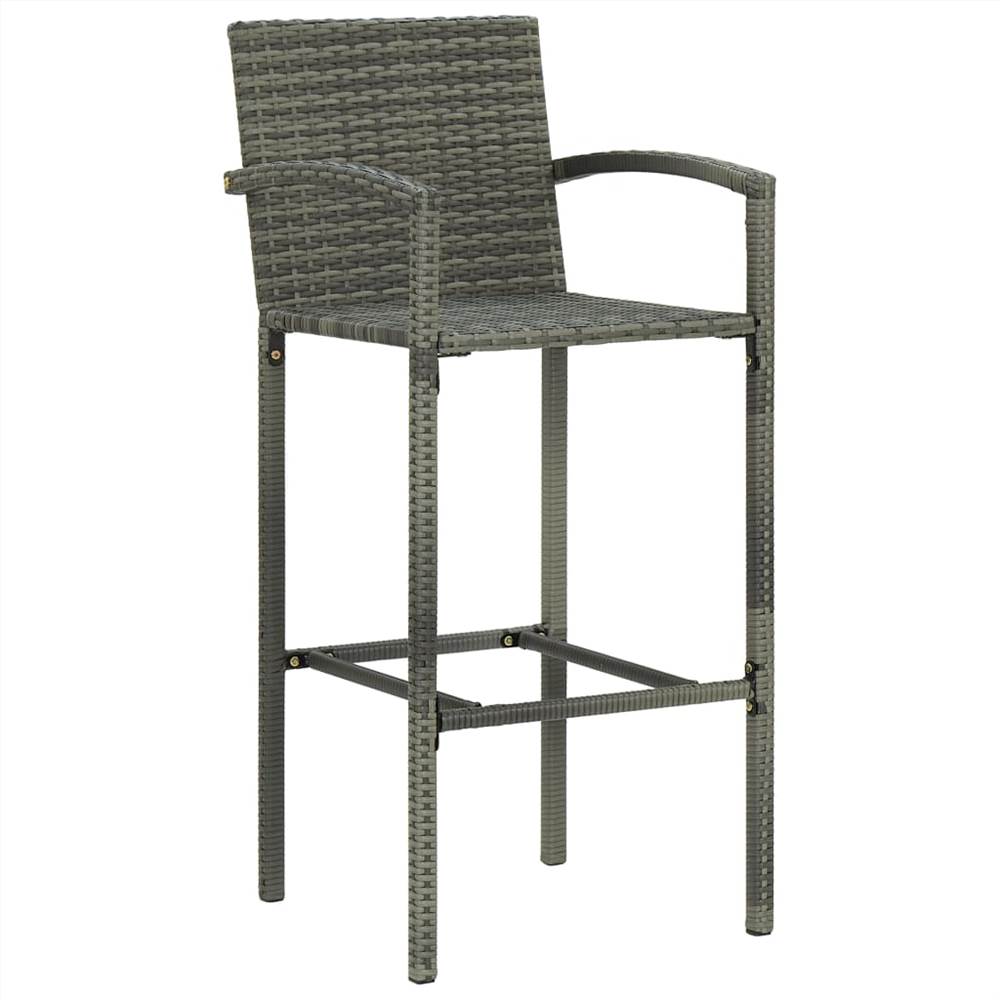 Bar Stools 2 pcs Grey Poly Rattan