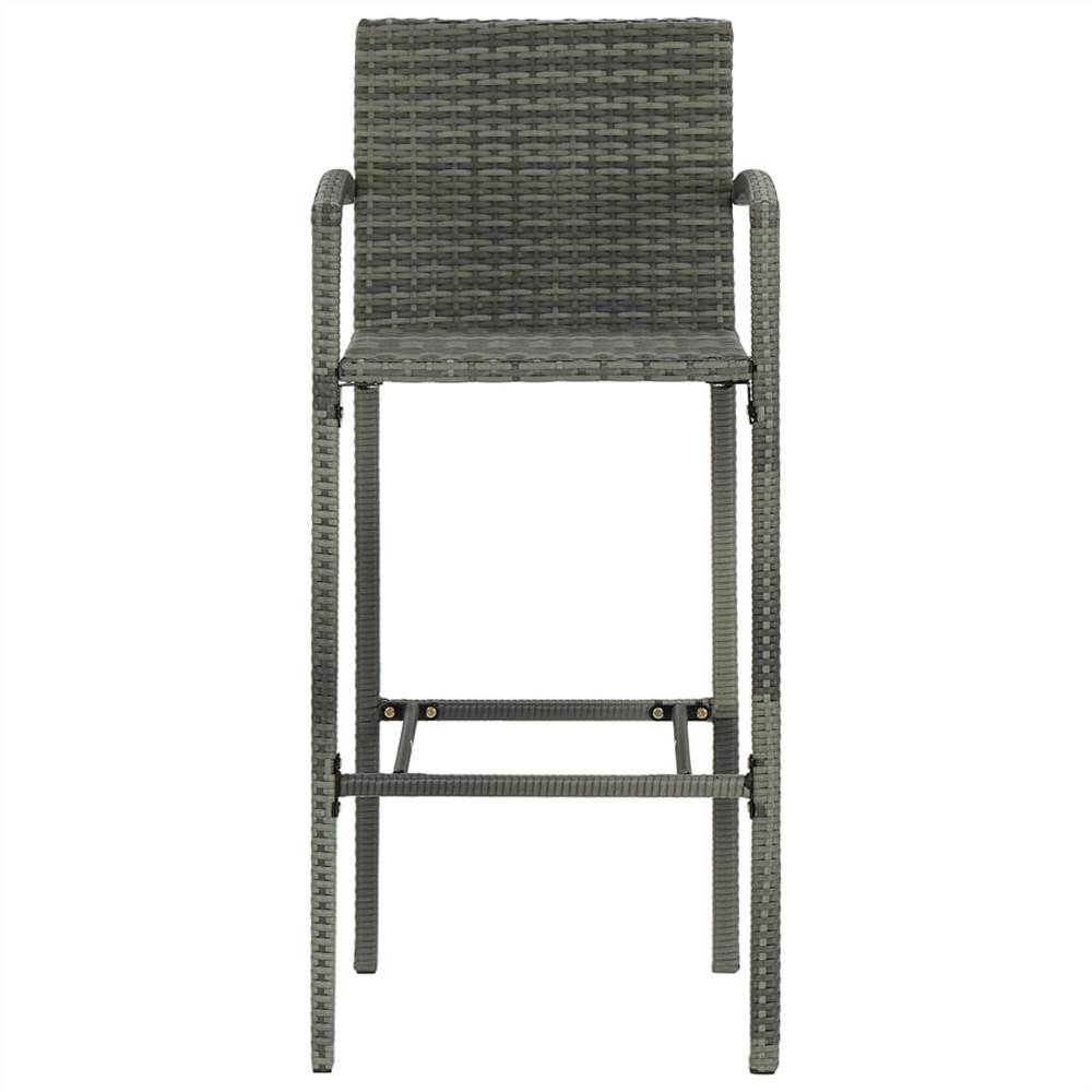 Bar Stools 2 pcs Grey Poly Rattan