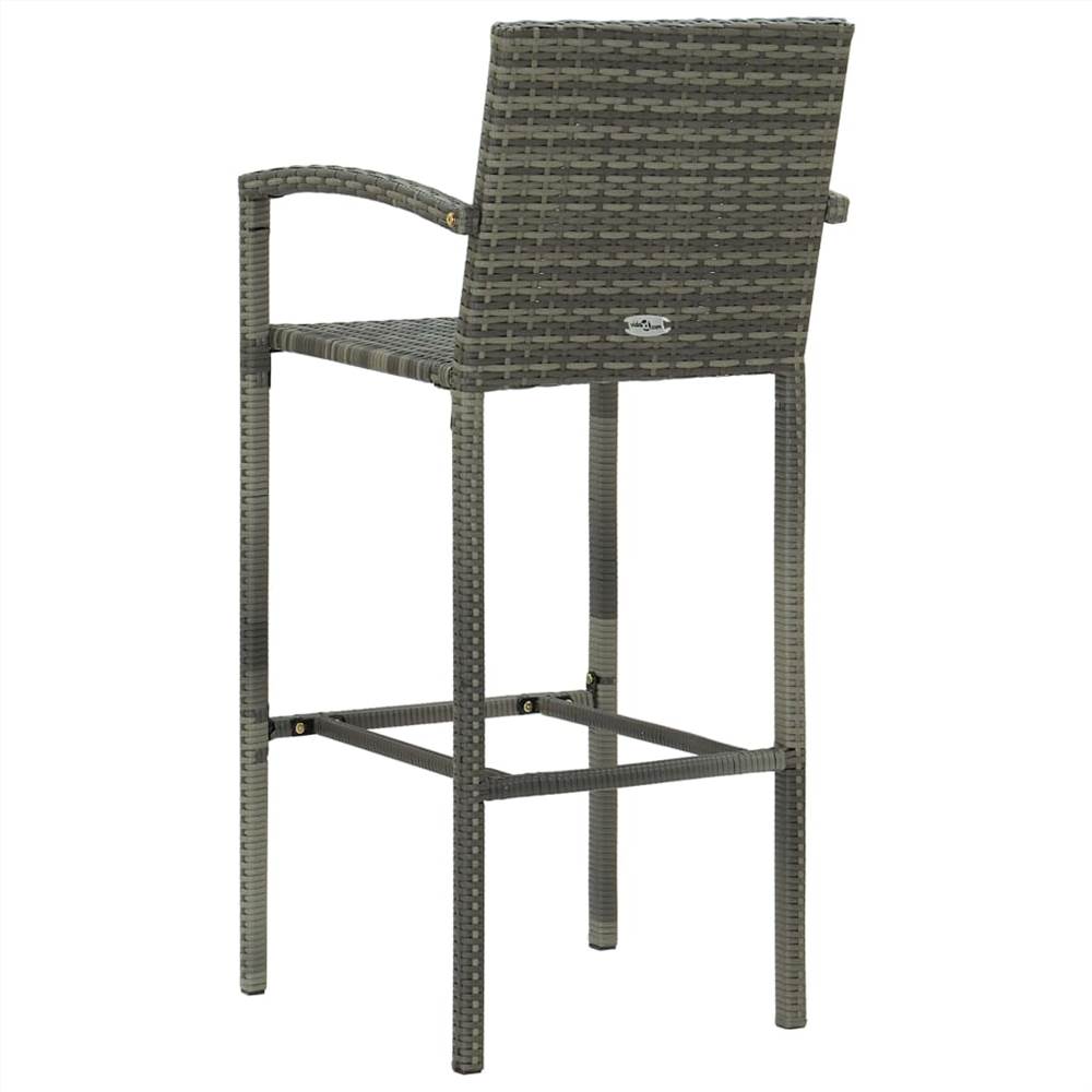 Bar Stools 2 pcs Grey Poly Rattan