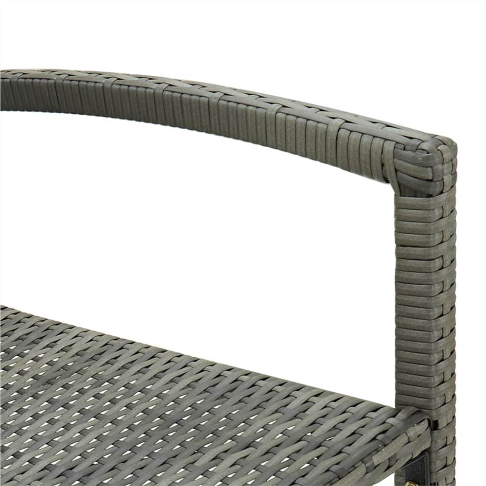 Bar Stools 2 pcs Grey Poly Rattan