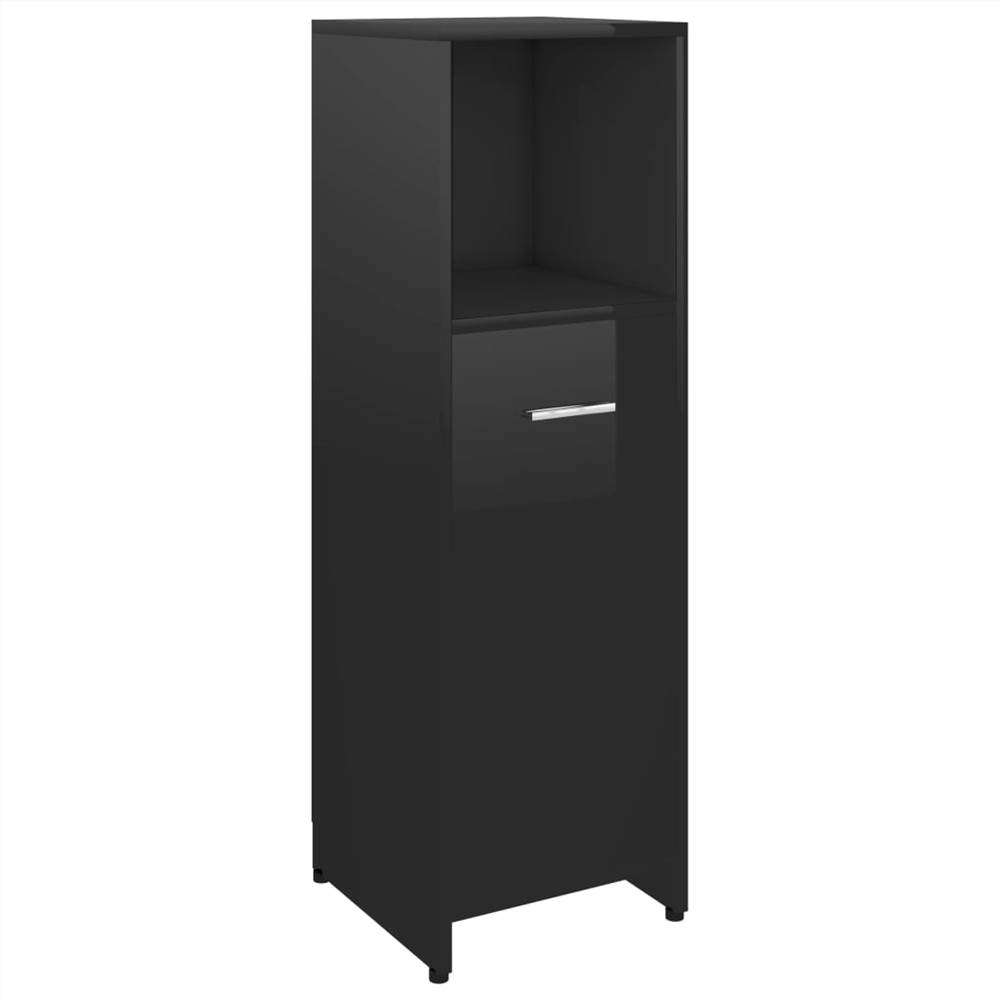 Bathroom Cabinet High Gloss Black 30x30x95 cm Chipboard