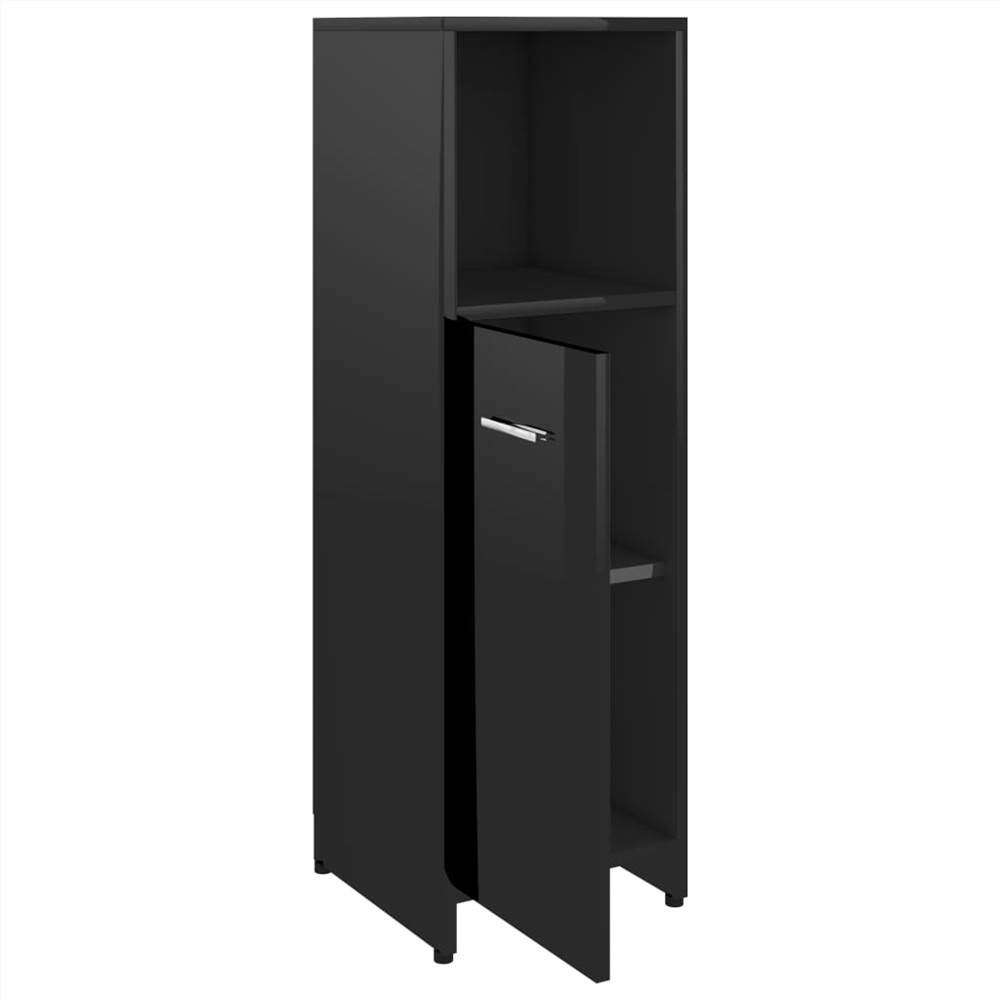 Bathroom Cabinet High Gloss Black 30x30x95 cm Chipboard