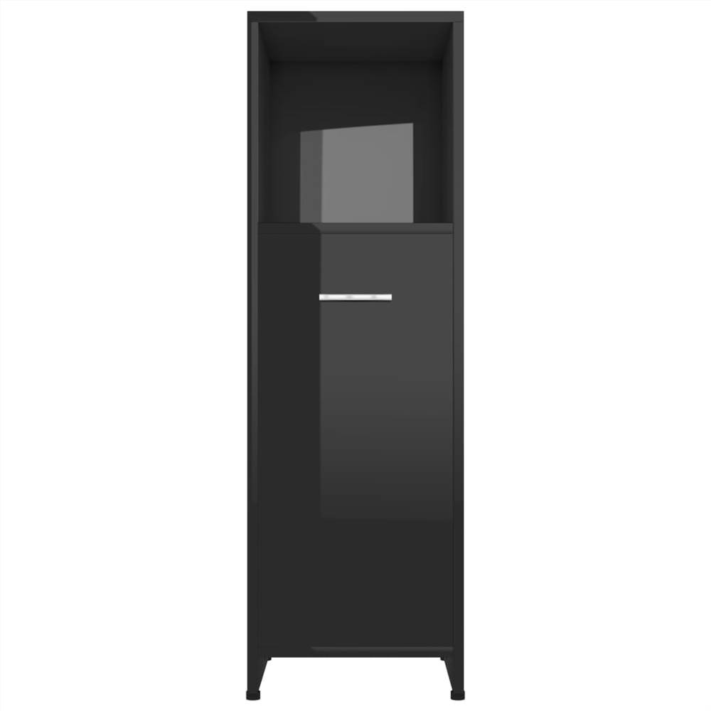 Bathroom Cabinet High Gloss Black 30x30x95 cm Chipboard